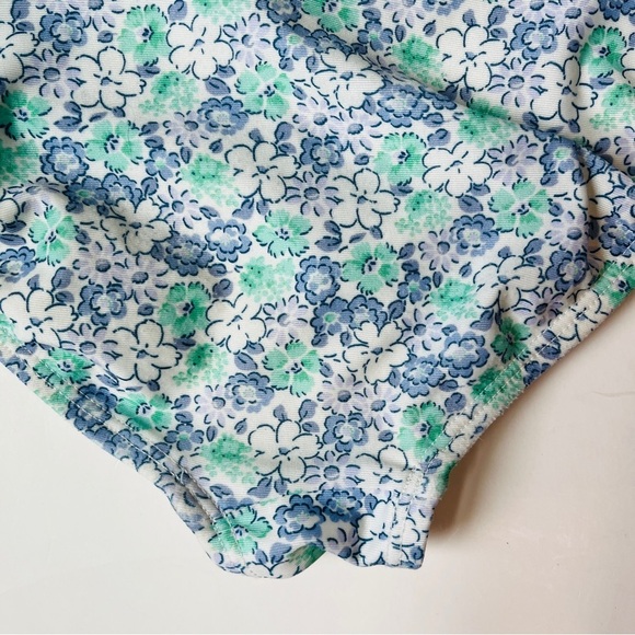 Gap Kids Microfloral Blue and Green Smocked high Waisted Swimsuit - Picture 5 of 6